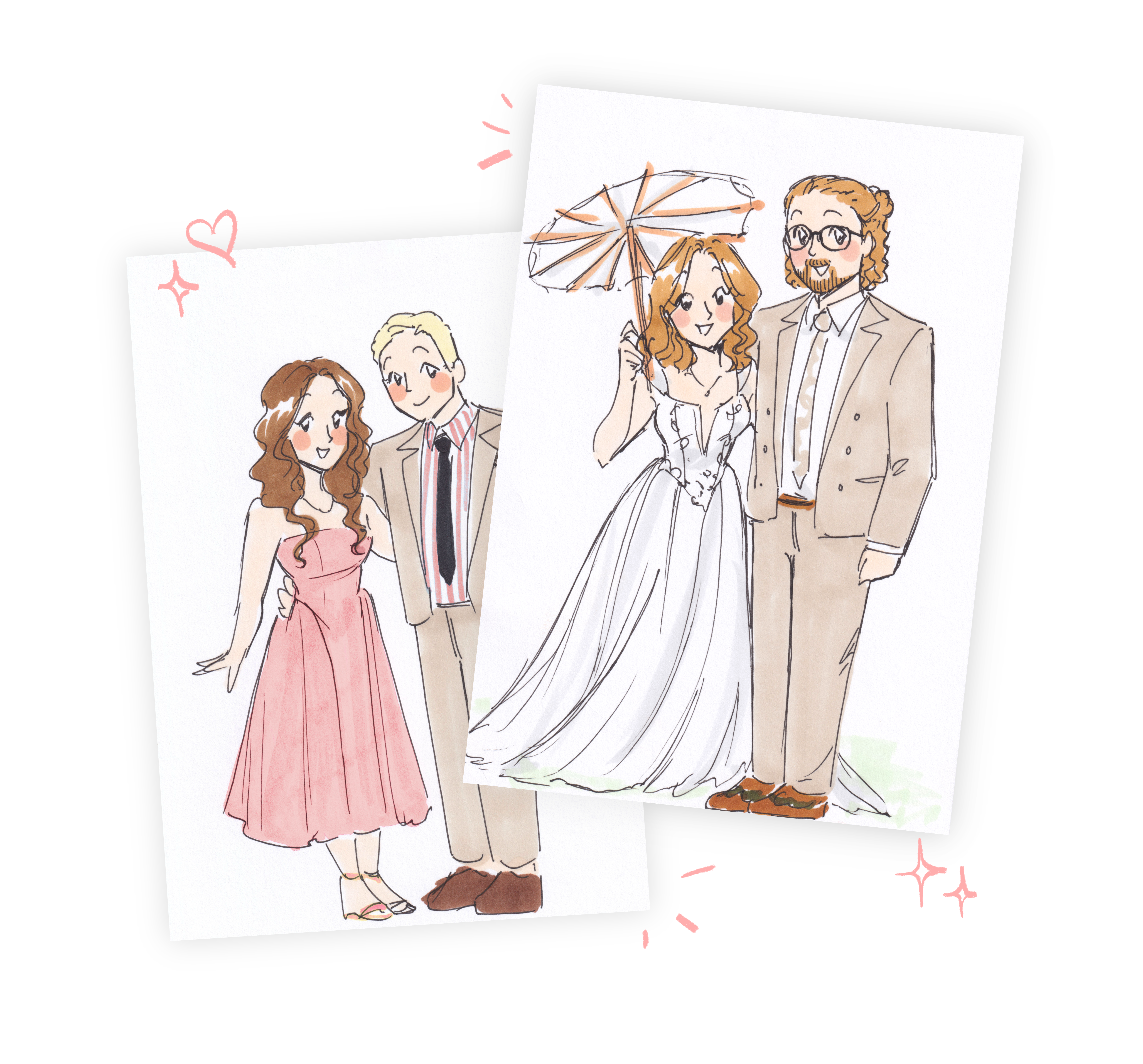Montage of live guest illustrations and keepsakes